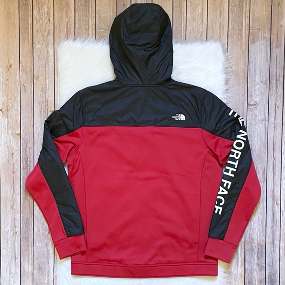 The North Face Men’s Logo Fleece Full Zip Red And Black Hoodie - Picture 6 of 8